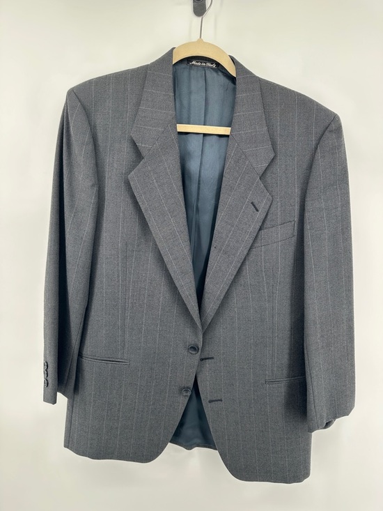 Mani By Giorgio Armani VTG Luxury Academia Classic Gray Pinstripe Blazer Sz39R